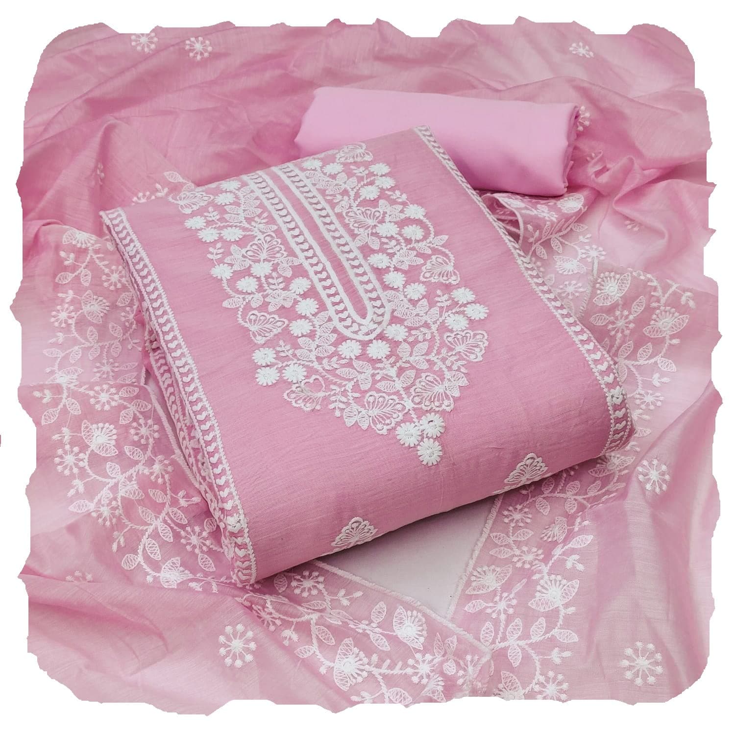 Pandadi Saree Women's Chanderi Silk Woven Design Work Unstitched Dress Material