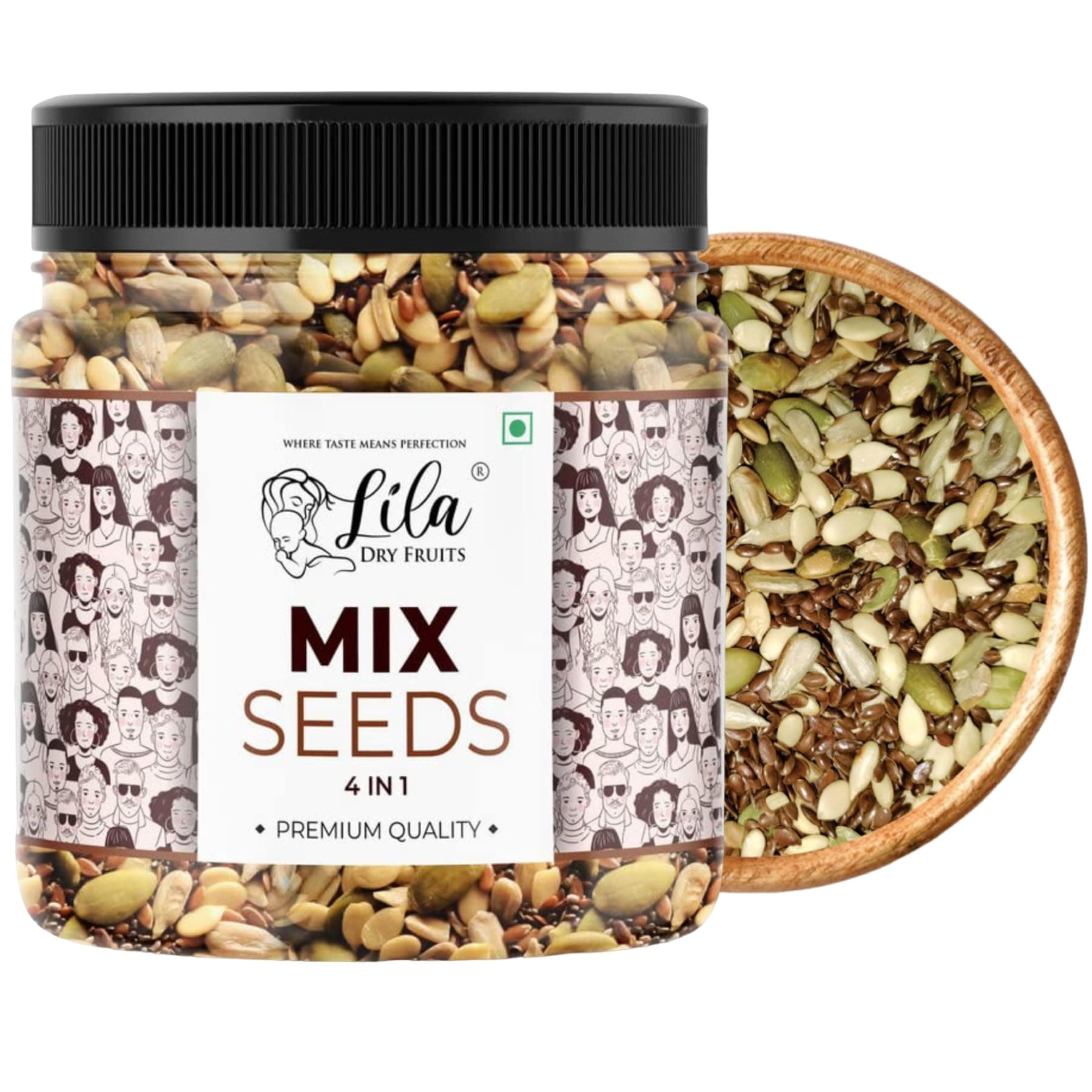 LILA DRY FRUITS 4 in1 Superseed Mix 1 Kg - Mixture of Chia, Pumpkin, Sunflower and Flax Seeds | Immunity combo for Weight Management | Mix Seeds for Eating Dieting Snack | Perfect for Gifting