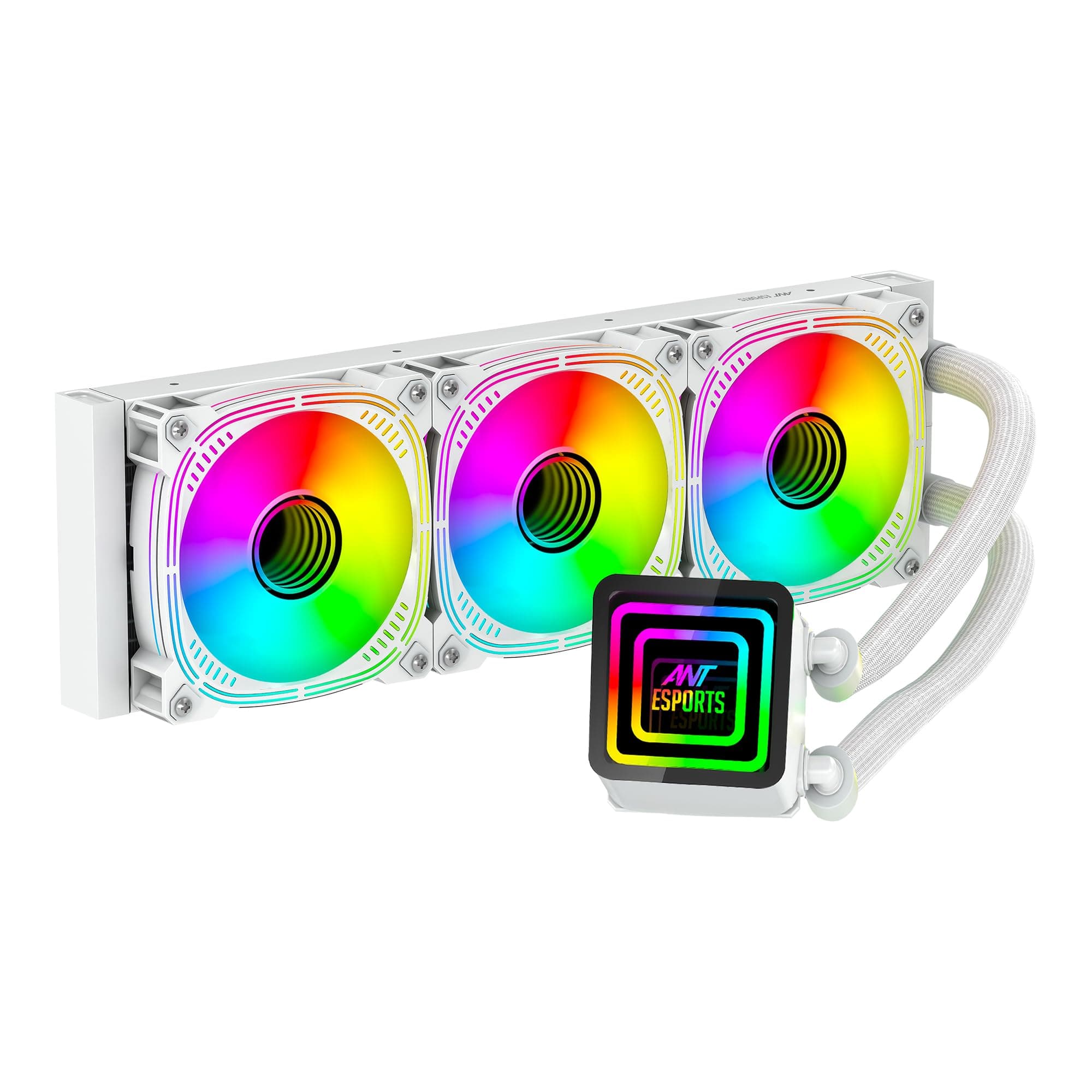 Ant Esports ICE Infinite 360 ARGB 360mm ARGB Liquid Cooler/AIO with Infinity Mirror- White | Support Intel & AMD CPU Socket AM5, AM4, AM3, LGA1700, 1200, 2066, 1151