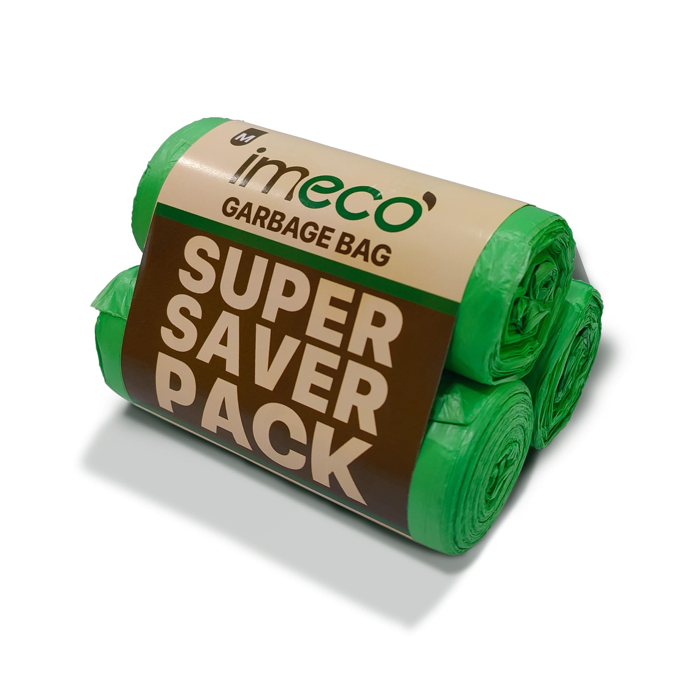 IMECO Eco Garbage Bags | 90 Pcs | Medium - 19 x 21 Inches | 30 Pcs x 3 Rolls | Green | Biodegradable Dustbin/Trash Bags with Detachable Drawstrings | Perfect for Dry & Wet Waste
