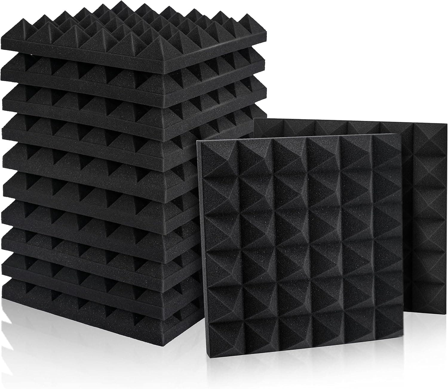 SOUNDFLEX Pyramid Soundproofing Studio Acoustic Foam 1'x1' - 2 Inches ( Pack of 6 ) Inches High Density, Soundproof Foam, Noise Reduction,Echo Absorption (Studio Charcoal, Pack of 6)
