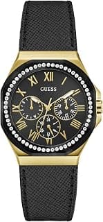 GUESS Leather Womens Analog Black Dial Women's Watch-Gw0753L4, Band Color-Black