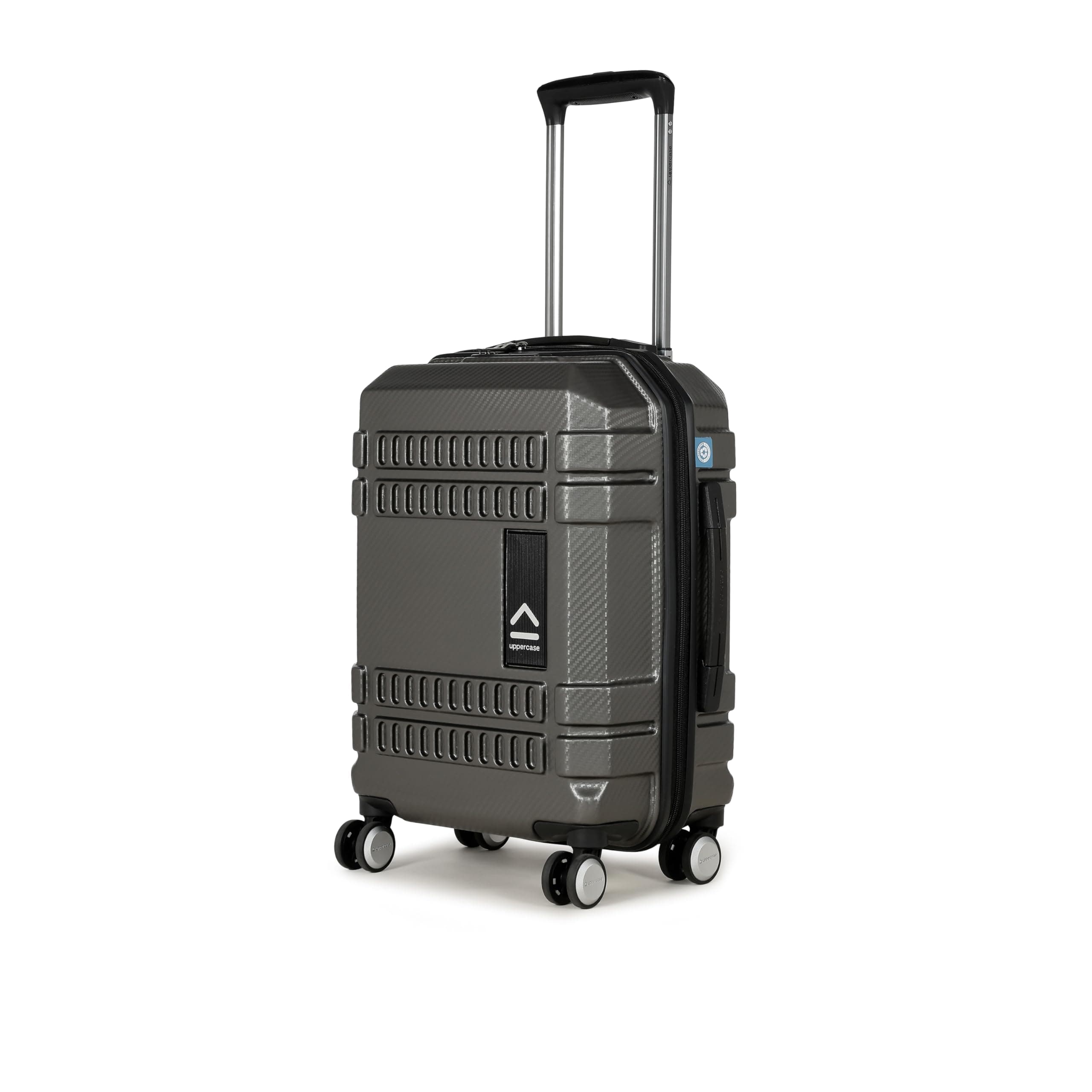uppercase Bullet Carbon Cabin Hardsided Polycarbonate Luggage, 8 Wheel Antiscratch Eco Trolley Bag with Flushed TSA Lock and Anti Theft Zippers, Travel Suitcase for Men and Women (Grey)