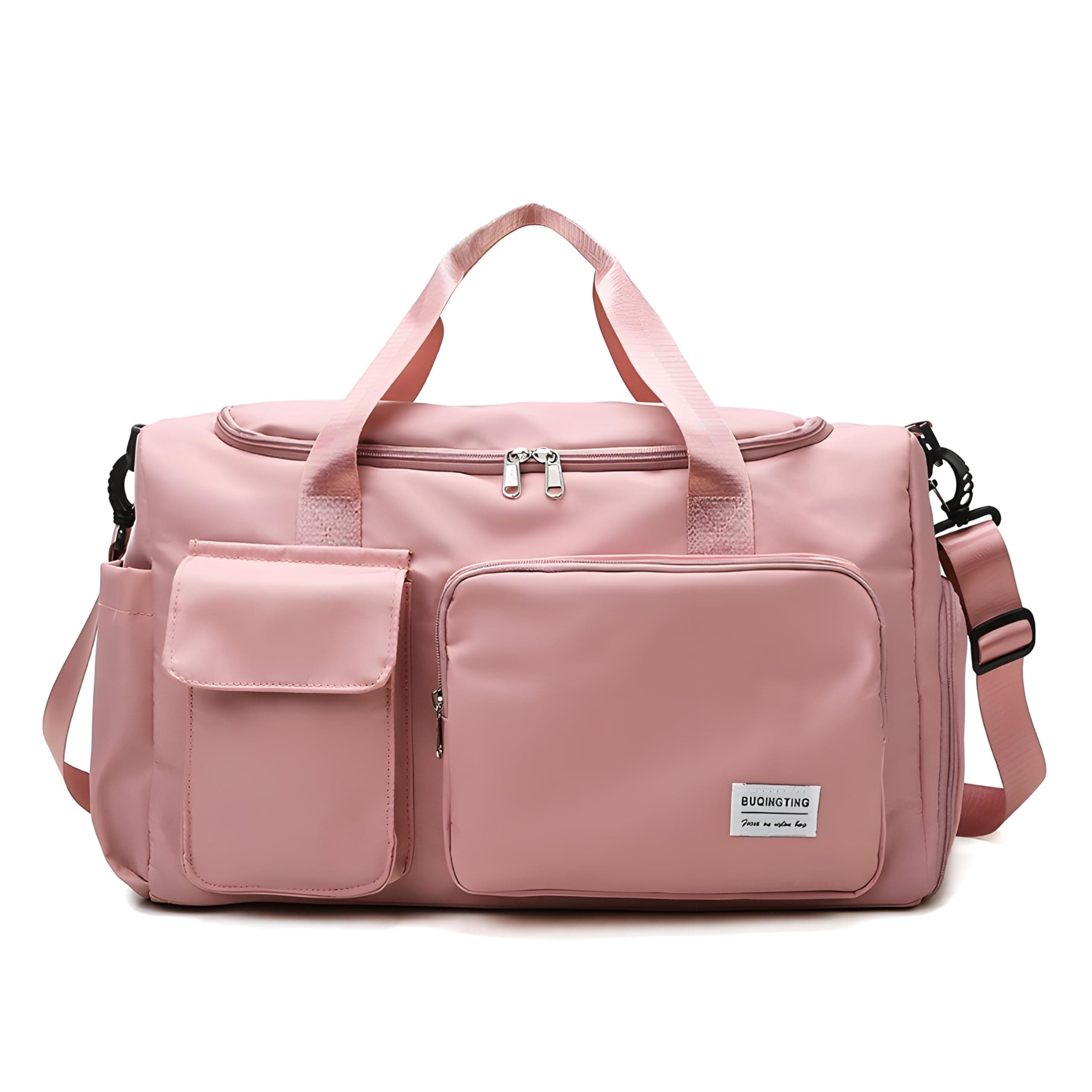 CLAPONE 44 cms Gym Bag for Women Nylon Travel Bags for Women/Duffle Bags/Foldable, with Shoe CompartmentLuggage/Foldable Vanity Travelling Handbags/Gym Shoulder Bag/Duffle Bag (Pink-Gym Bag)
