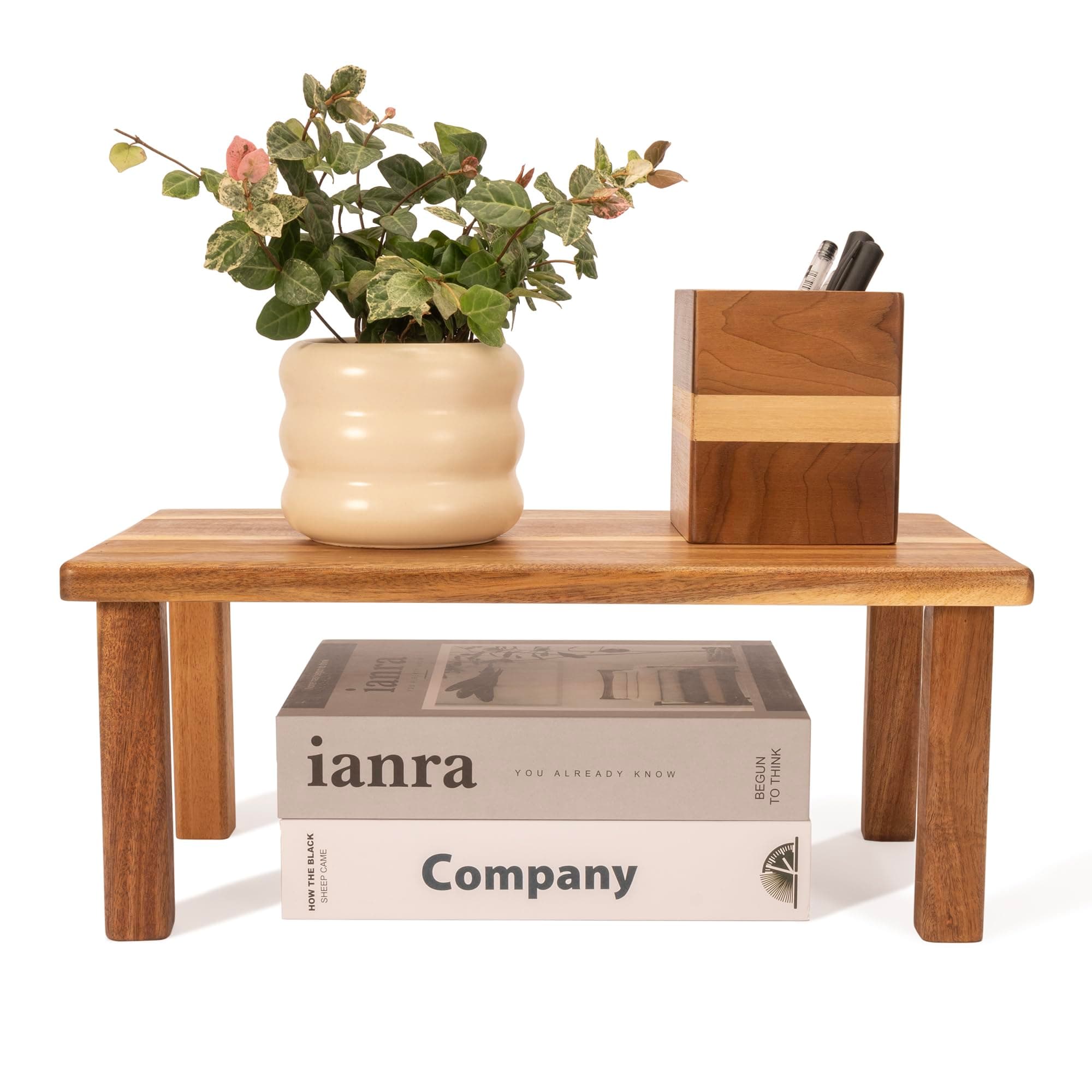 RiLiKar Kitchen Cabinet Counter Shelf Acacia Wood Desktop Organizer Shelf | Wooden Kitchen Cabinet Countertop Organizer Tabletop Shelf Display Stand Coffee Station Organizer Desk Shelf for Top of Desk