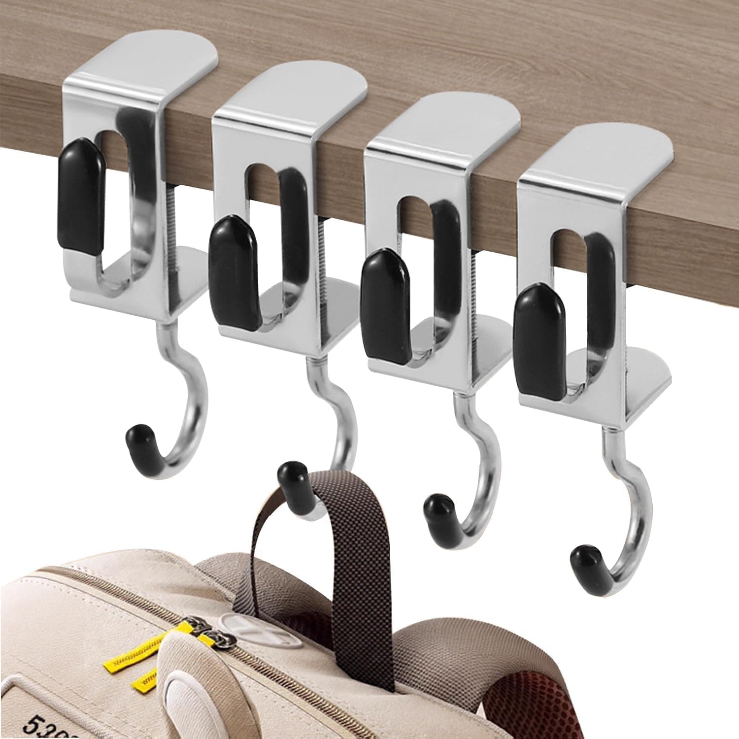 ZPCCOT 2-Pack Adjustable Metal Desk Hooks for Table | Heavy-Duty Under Desk Bag Holder, Purse & Backpack Hanger, Headphone and Umbrella Hook | No-Drill Clamp Table Hook for Office, Home & Study Desk