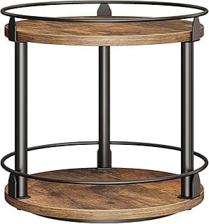 Rellon Spice Rack, 2 Tier Spice Turntable Organizer, Organizer, Spice Holder, for Kitchen Countertop and Cabinet, Compact and Versatile, Rustic Brown