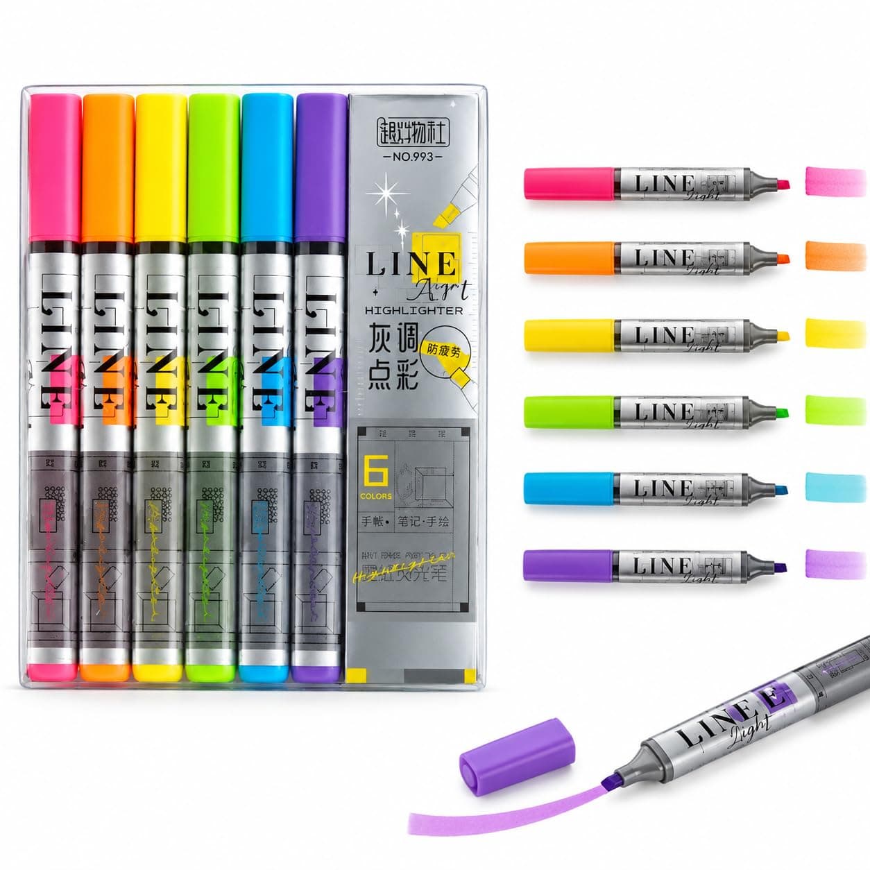 Corslet 6 Pcs Aesthetic Cute Highlighters, Pastel markers and Pens, No-Bleed School Supplies and Office Journal DIY Home || Highlighters Pen |