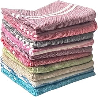 10 Pcs Dishcloths | 12x16 Inches | Bulk Cotton Kitchen Cleaning Dish Cloths | Scrubbing Wash Cloth Sets | Multipurpose Cloth | 100% Cotton. (Multicolor, Set of 10)
