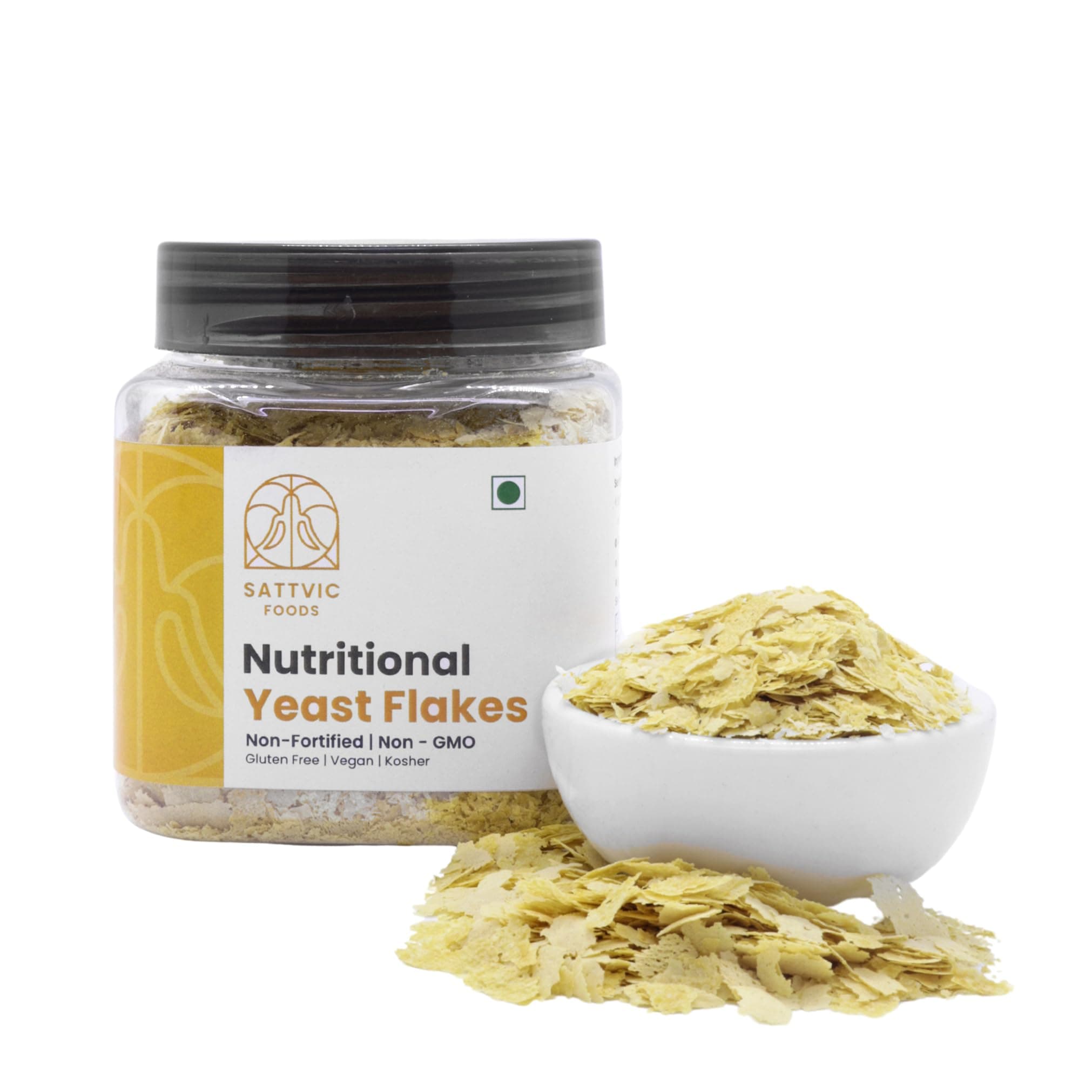 Sattvic Foods Non-Fortified Nutritional Yeast Flakes (100 g) | Source of Naturally Occurring B Vitamins | Rich in Fibre & Protein | Vegan, Gluten-Free, Non-GMO | Sprinkle on Salads, Popcorn, Pasta and Pesto
