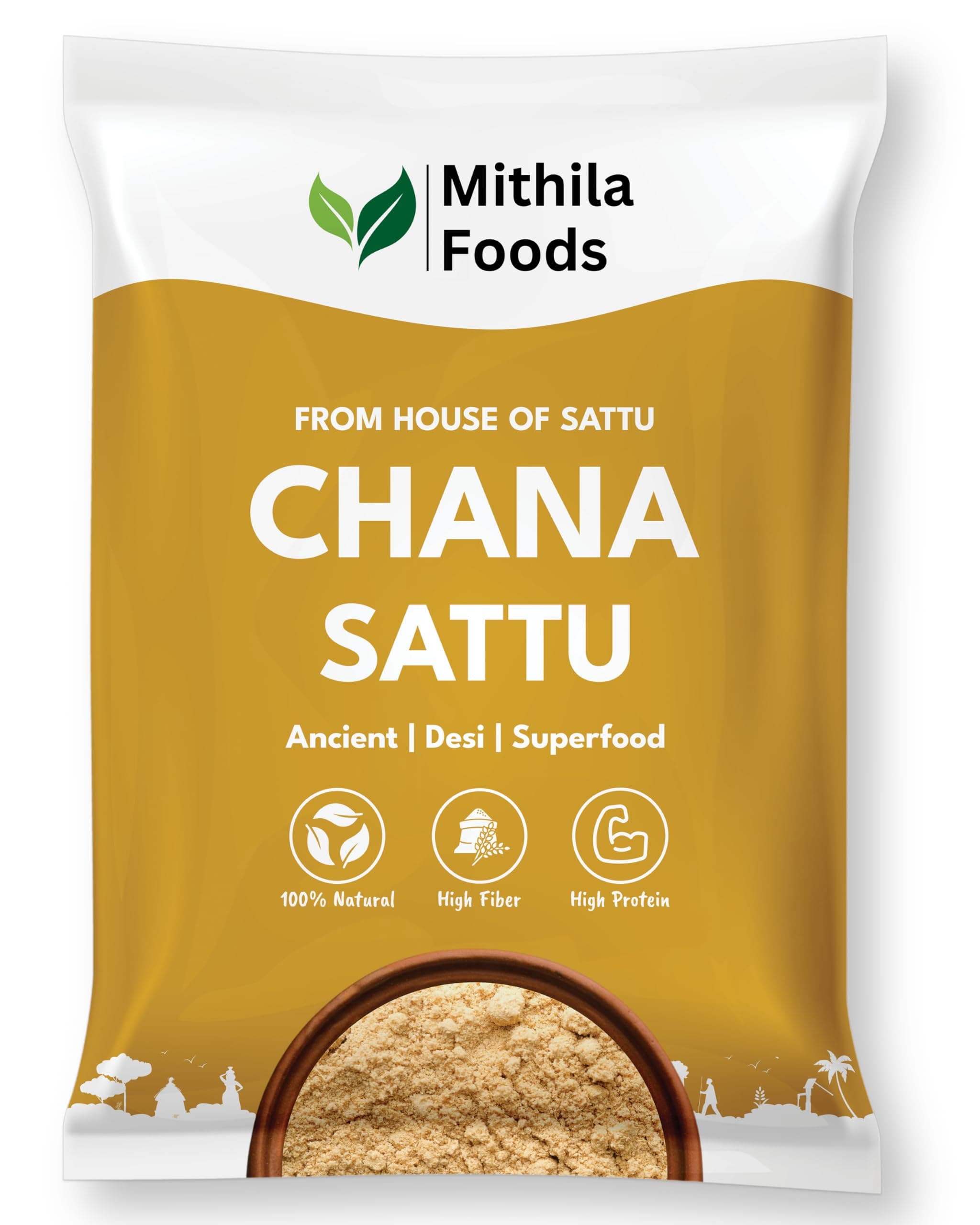 MITHILA FOODS 2 Kg Authentic Bihari Chana Sattu | High Protein, Fiber, Superfood | 100% Fresh Natural Roasted Gram Channa Flour | Hydrating, Instant Energy Booster | Traditional Flavor From Bihar