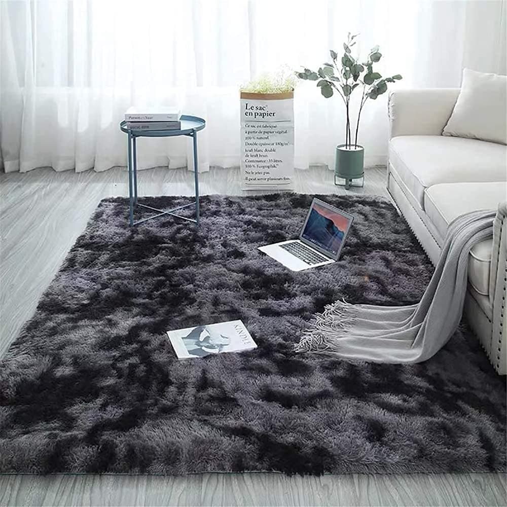 F & B RUGS ; SUPERIOR QUALITY PRODUCTS Luxurious Thick & Soft Shaggy Fur Bedroom Microfiber 2 Inch Pile Modern Rectangular Carpet 120 X 180 4X6 Feet Grey