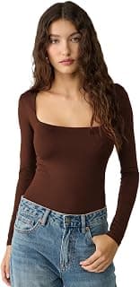 SIGHTBOMB Trapezium Narrow Back Square Neck Microfiber Feather Touch Long Sleeve Cuddle Soft TOP for Women