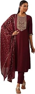 Libas Printed Silk Blend Straight Kurta With Trousers and Dupatta
