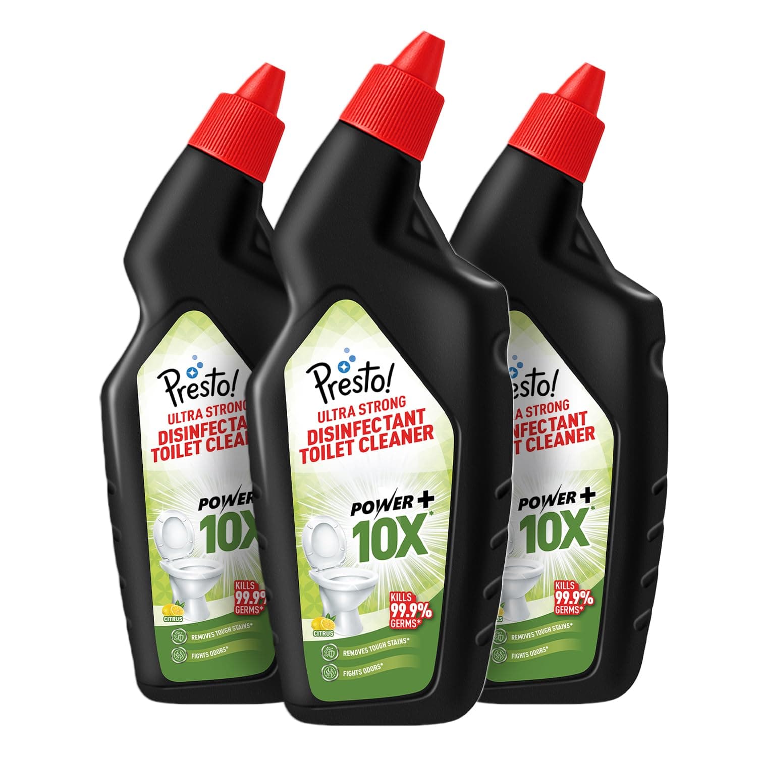 Amazon Brand - Presto! Ultra Strong Disinfectant Toilet Cleaner 3L | 1L X Pack of 3 | Citrus