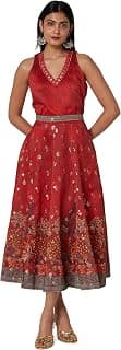 BIBA Women's Fit and Flare Knee Length Polyester Dress