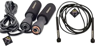 Tempest Black Skipping-Rope Speed Jumping Ropes for Men, Women, Weight Loss, Kids, Girls, Children, Adult - for Fitness, Sports, Exercise, Workout, Gym