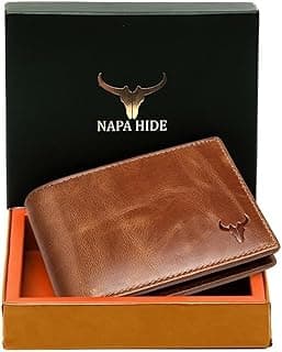 NAPA HIDE Leather Wallet for Men I Handcrafted I Credit/Debit Card Slots I 2 Currency Compartments I 2 Secret Compartments (Tan Crunch)