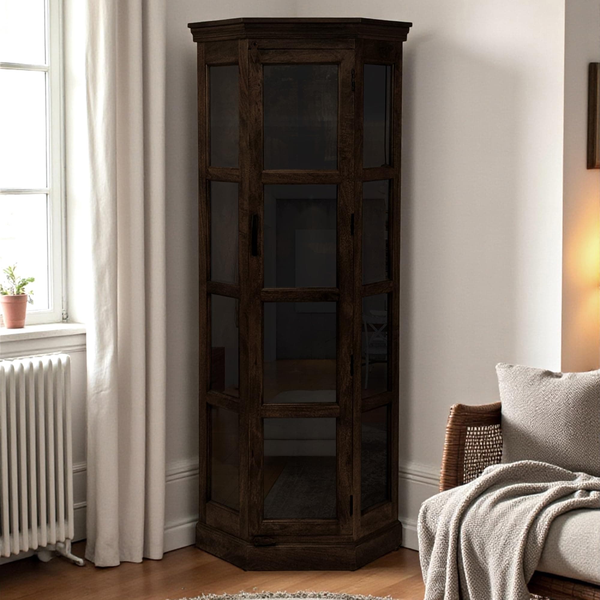 The Attic INES Kitchen Cabinet, Multipurpose Cabinet for Bedroom Living Room Study bar, Solid Wood Bookshelf/Kitchen Cabinet, Solid Mango Wood, Walnut Matte Finish