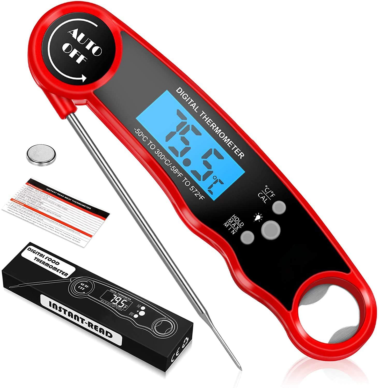 CASON (DEVICE OF C) Plastic -ABS Proffesional Waterproof Digital Lcd Cooking Food Thermometer/Kitchen Thermometer For Cooking Bbq/Barbeque Thermometer Temperature Test Pen (Red), ABS