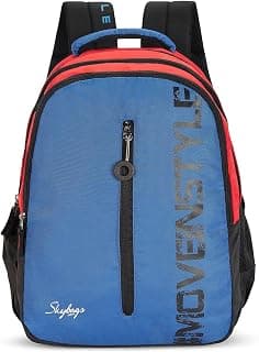 Skybags Polyester Printed New Neon 22-08 3 Compartment School Backpack Blue