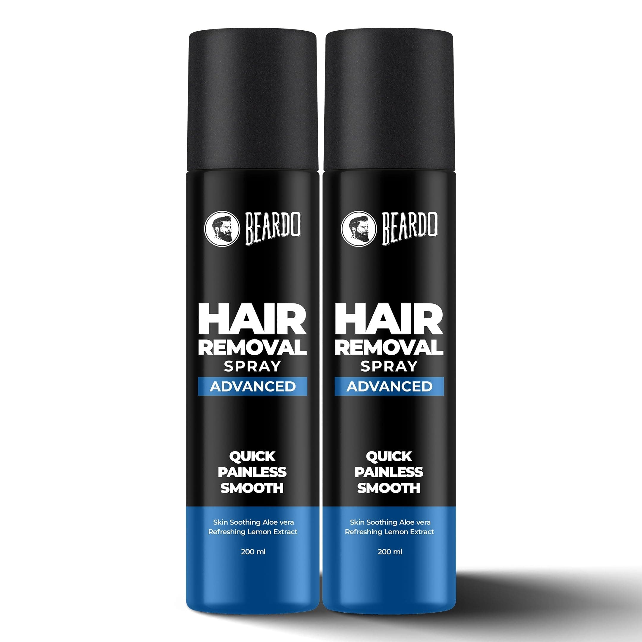 BEARDO Hair Removal Spray for Men | Painless & Irritation Free Spray | For Chest, Back, Legs & Under Arms | Aloe Vera & Lemon | Gentle on Skin | No Burning or Itching | Brightening De-Tan Formula - 200ml X 2(pack of 2)
