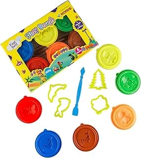 Kores KoolToolz Modelling Dough 300gms | 6 Vibrant Colour (2 neon and 4 Regular) | 4 Moulds | 1 Crafting Tool | Return Gift | Multicolour | Kids 3+ Years