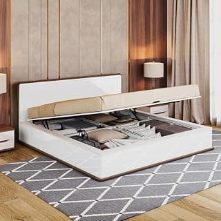 Wakefit Bed | 3 Yr Warranty | King Size Bed, Comes with Hydraulic Storage, Noise-Free, Density: 680–750 kg/m³, Termite & Borer Resistant, Fits Mattresses Up to 8 inches (Rubble 78 x 72 - Frosty White)