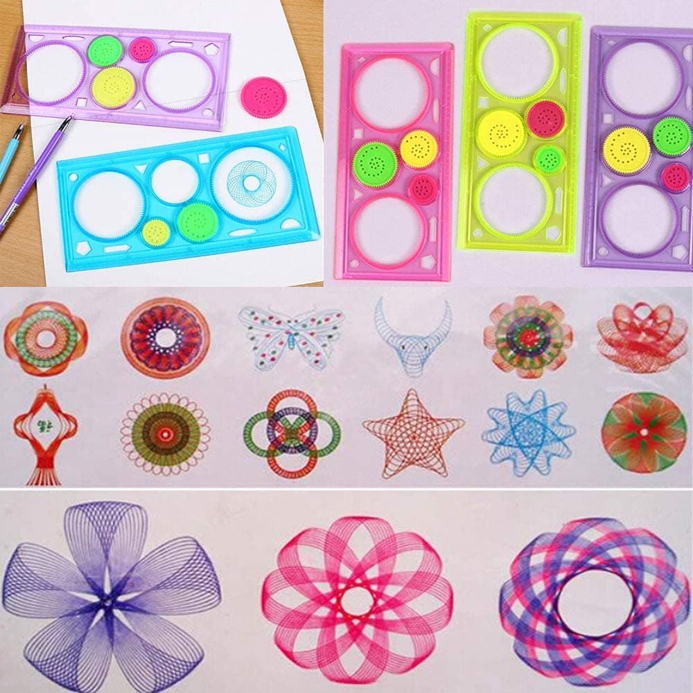 KRySt Designer Spirograph Ruler Set for Kids | Creative Geometry Drawing Tool for Birthday Return Gifts | Fun Activity Ruler for Children Ages 6–12 (Blue)