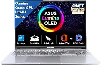 ASUS Vivobook 16,Smartchoice, 13th Gen, Intel Core i5-13420H,16GB RAM,512GB SSD,FHD, OLED,Win 11,M365 Basic (1Y),Backlit Keyboard,Office 2024,Silver,1.88 kg,X1605VA-SH1952WS, Thin & Light Laptop
