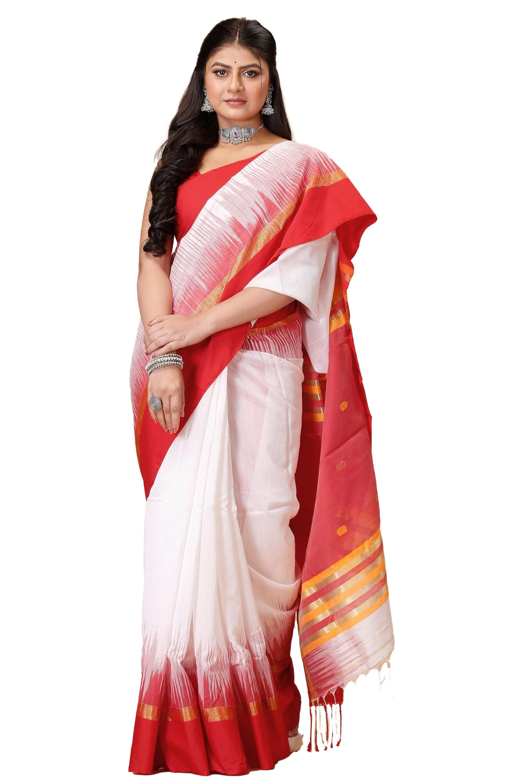 OISHANI SAREE GHOR Women's Traditional Ikkat Handloom Sarees