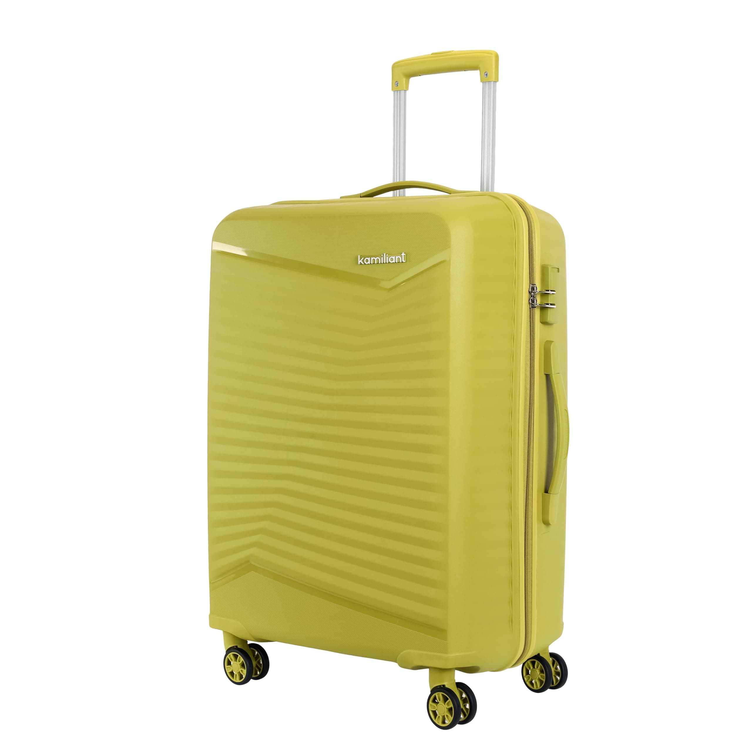 Kamiliant by American Tourister Rock-Lite Medium 68 Cm Check-in Hard Sided Trolley Bag for Men & Women, Suitcase 66L for Travel with 3 Digit Combination Lock - Cress Green