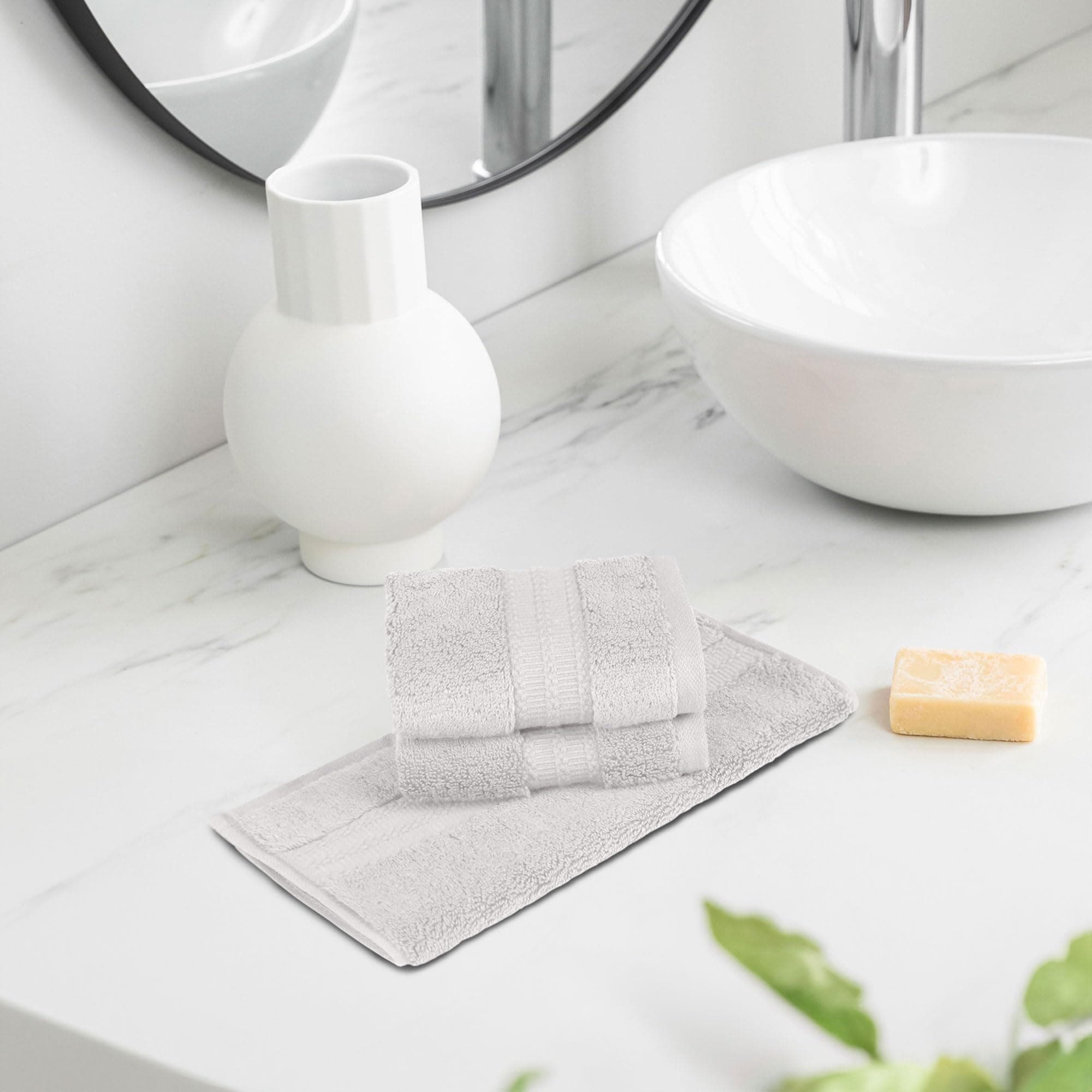 Trident Face Towels, Nectarsoft Collection, Wash Towel, 100% Cotton Towels for Men/Women, 625 GSM, 3 Pc Face Towels - Damon Grey
