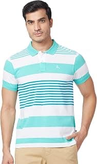 Parx Men's Regular Fit Yarn Dyed Pattern Pure Cotton Polo Neck Half Sleeve Casual T-Shirt