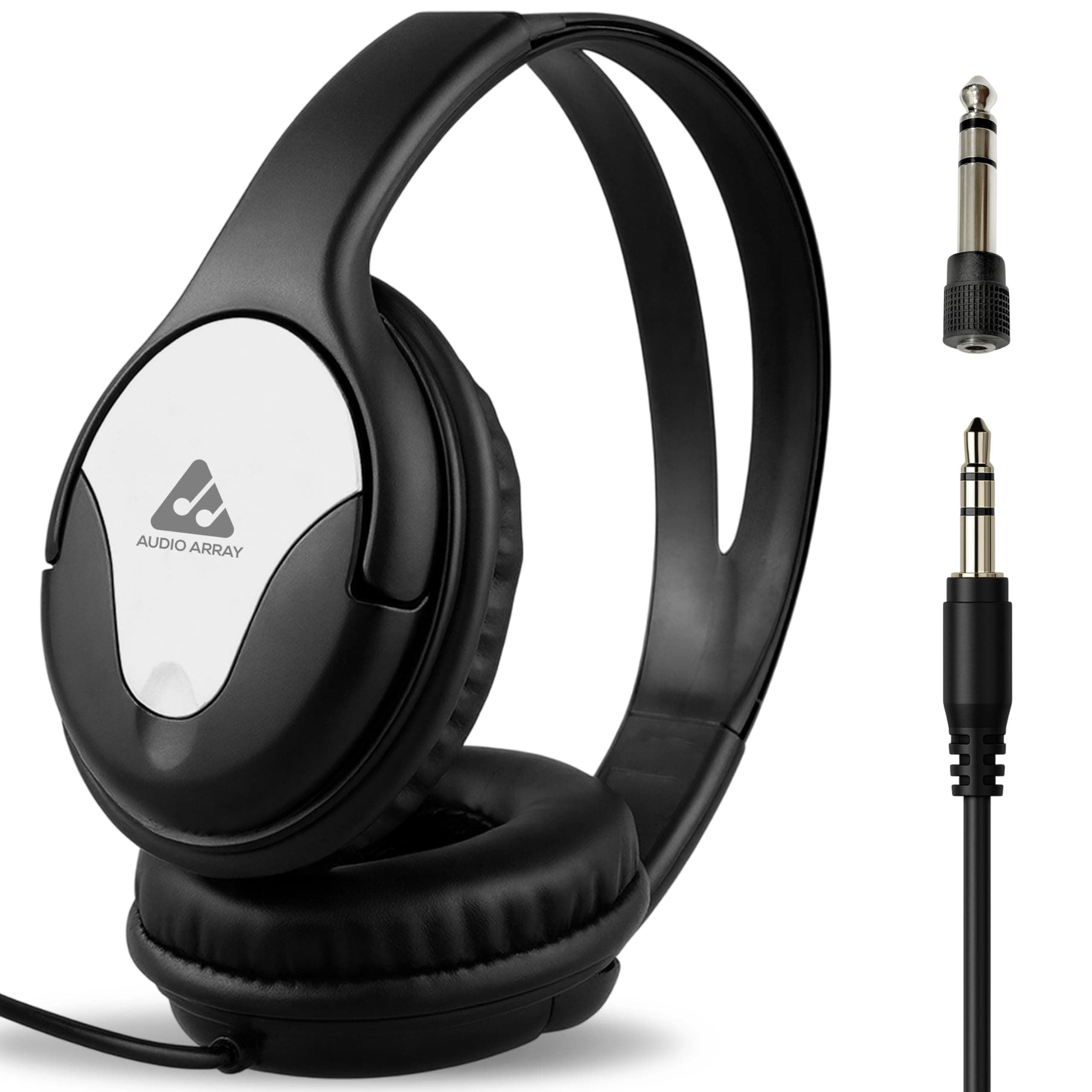 Audio Array AH-40-SL Wired Over-Ear Headphones | 40mm Drivers, 15-22KHz, 32Ω, 105dB SPL | Studio Monitoring, Gaming, Live Music Headset with 3.5mm + 6.3mm Plug Compatibility