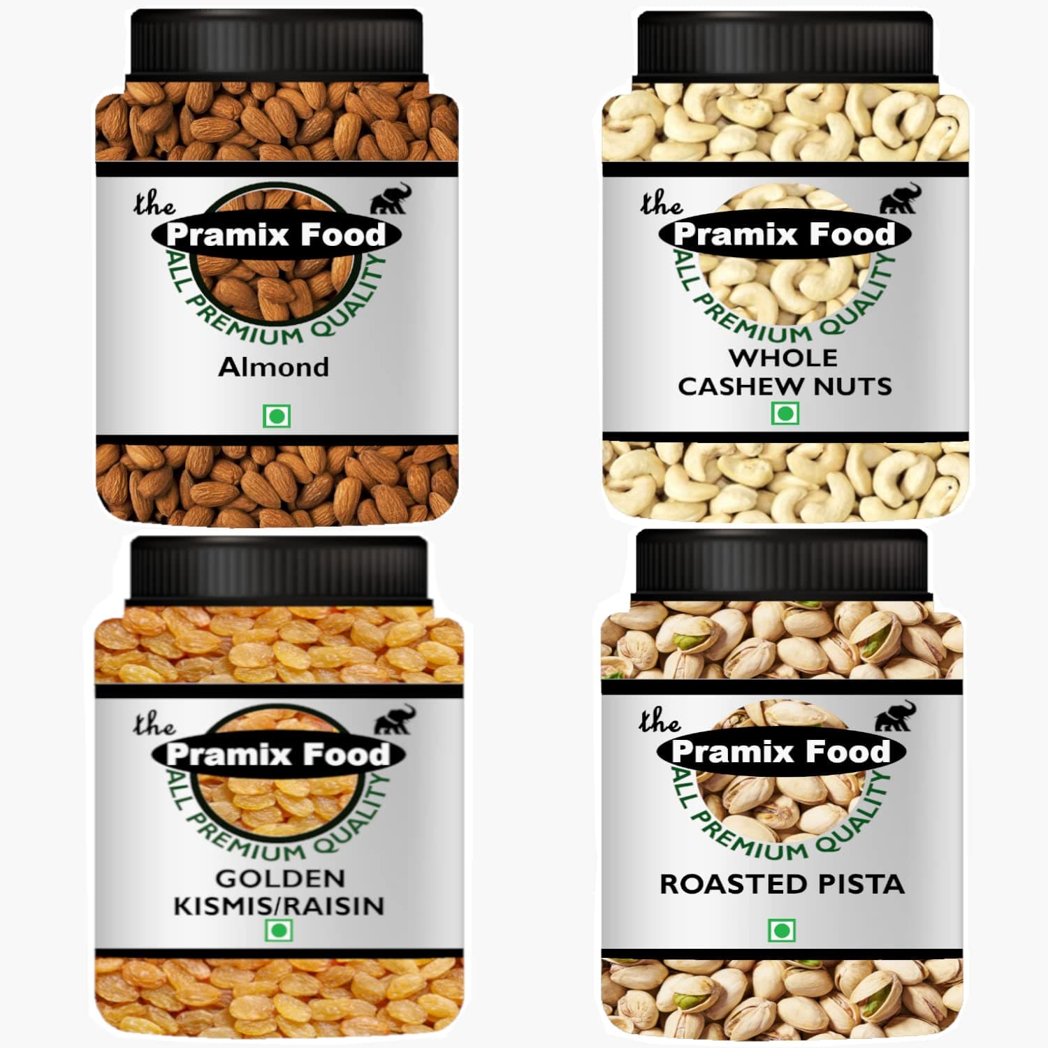 Pramix Dry Fruit Combo Pack (Almond,Cashew, Pista, Golden Raisin)(Each Pack wt.100 gm), 400 gm (Dry Fruit Combo)