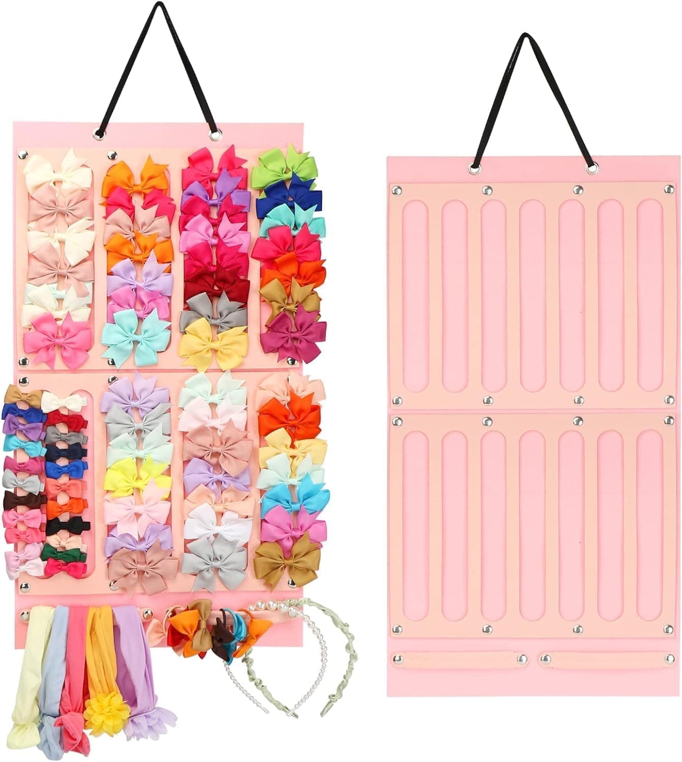 Takositio 1pcs Baby Girl Headbands Storage Holder, Felt Wall Hanging Organizer for Clips, Rainbow Hairbow Holder Hanging Hair Accessories Organiser Storage Organiser - [1pcs-Pink]