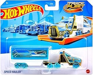 Hot Wheels Track Fleet, 1:64 Speed Hauler Die-Cast Toy Vehicle, Combined Cab & Trailer That Works On Tracks 3 Years & Above, Multicolor