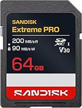 SanDisk 62GB Extreme PRO SD Card UHS-I, Up to 200MB/s Read & 90MB/s Write, 4K UHD & Full HD Video, Memory Card for DSLR and Mirrorless Cameras
