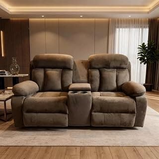The Couch Cell | Two Seater Recliner Sofa | Brown Suede Velvet | Dual Manual Recliners | Plush Cushioning | Premium Reclining Sofa for Living Room & Home Theatre