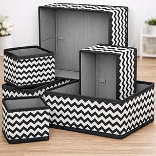 PulGos 𝟔𝐩𝐜𝐬 Foldable Drawer Organizer Box | Closet Storage Bins |Undergarments, Stationery & Accessories | Multipurpose Fabric Boxes for Clothes, Wardrobe, Almirah, Cupboard, home & Office Use