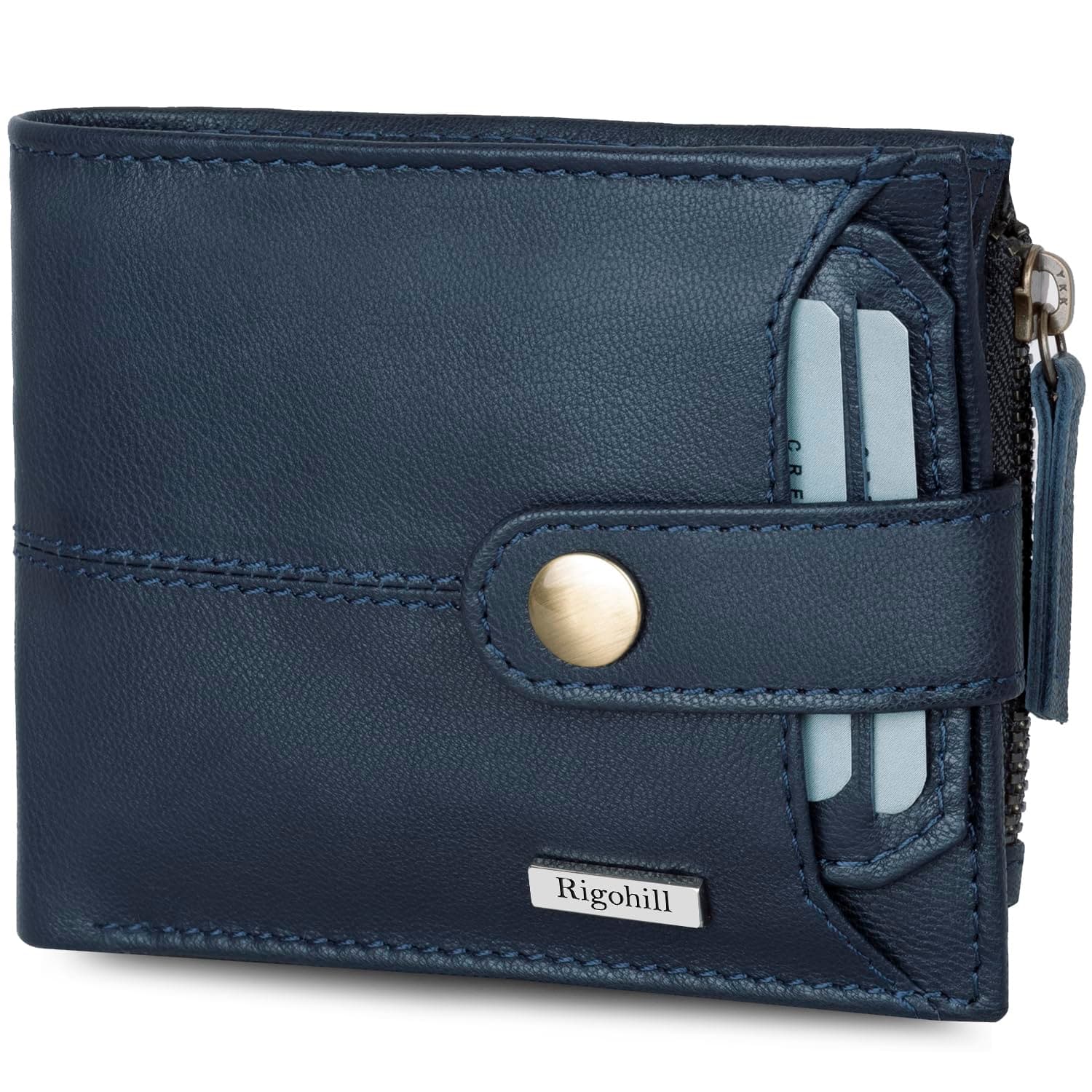RIGOHILL Doger Navy Nappa Mens Leather Wallet | Leather Wallet for Men | RFID Mens Wallet