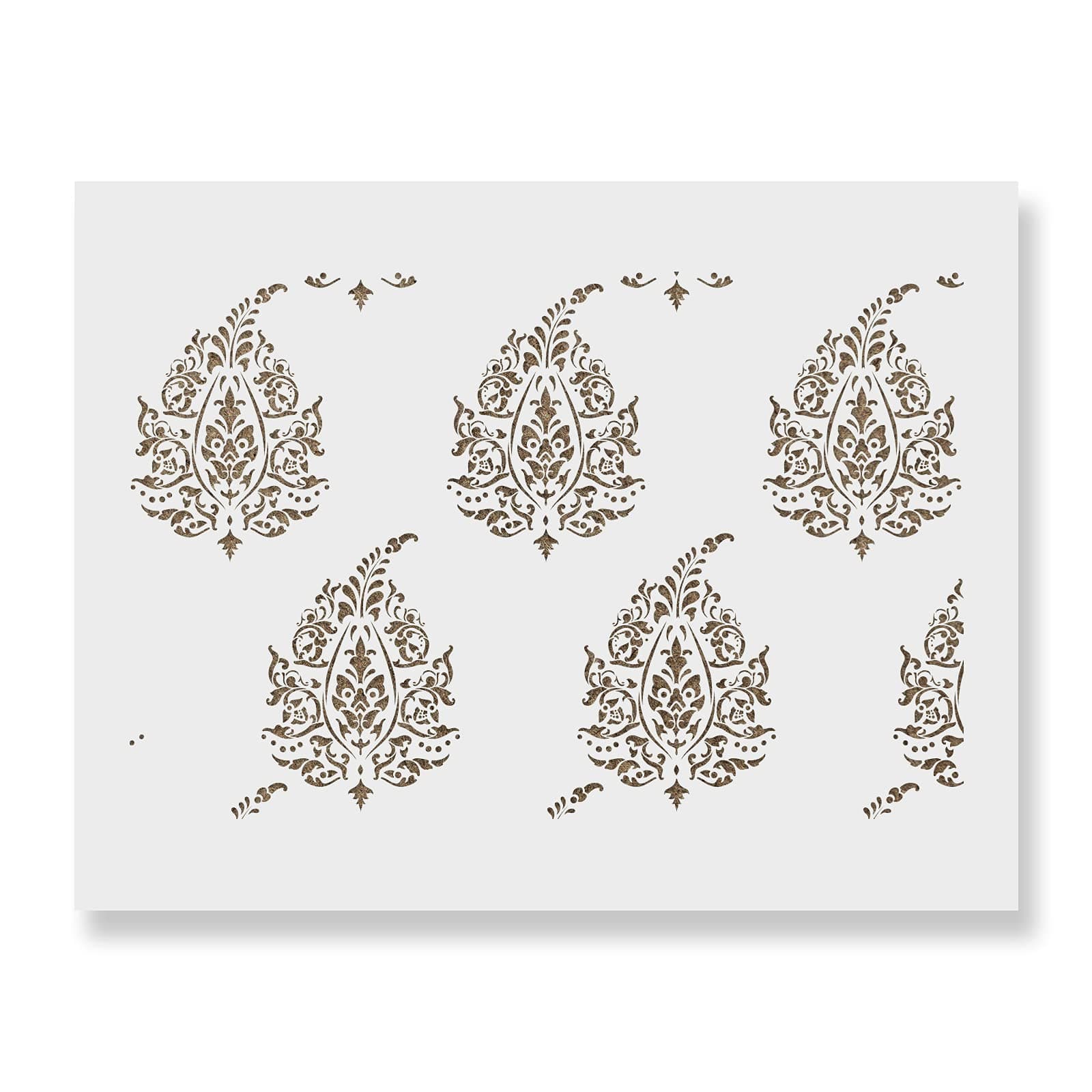 Kantha Paisley Pattern Wall Stencil - DIY Wallpaper Alternative - Easily Brighten Up Your Home with This Reusable Wall Pattern Stencil