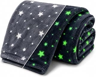 Glow in the Dark Kids Blanket | 300 GSM Flannel Fleece Throw | Magical Luminous Cartoon Star Night Sky Blanket | Gift for Boys & Girls Aged 3-10 Years |130 x 150 cm, Luminous Star Prints