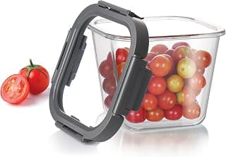 Treo by Milton Hi Borosilicate Clip Fresh Square Deep Container, Microwave Oven Safe, Glass Tiffin with Air Tight Lid, Multipurpose Storage Box, 950ml, Transparent, Food Grade, 1 Piece