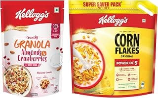 Kellogg's Combo, Crunchy Granola Almonds And Cranberries 460G And Kellogg'S Corn Flakes Original, 1.2 Kg