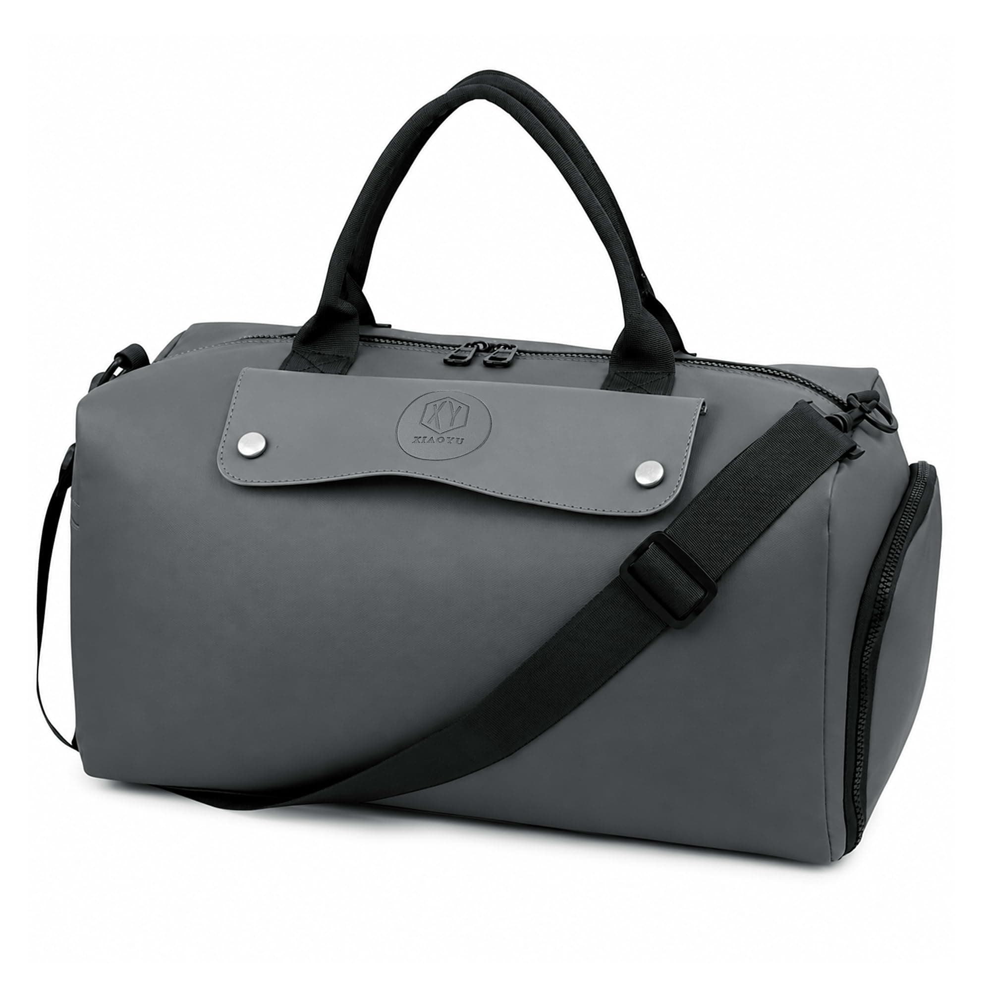 Storite Travel Duffel Bag with Shoe Compartment, Grey, 43x23x19 cm | Water Resistant Nylon, Lightweight, Wet Pocket, Adjustable Shoulder Strap, Travel, Gym, Sports, Weekend Trips