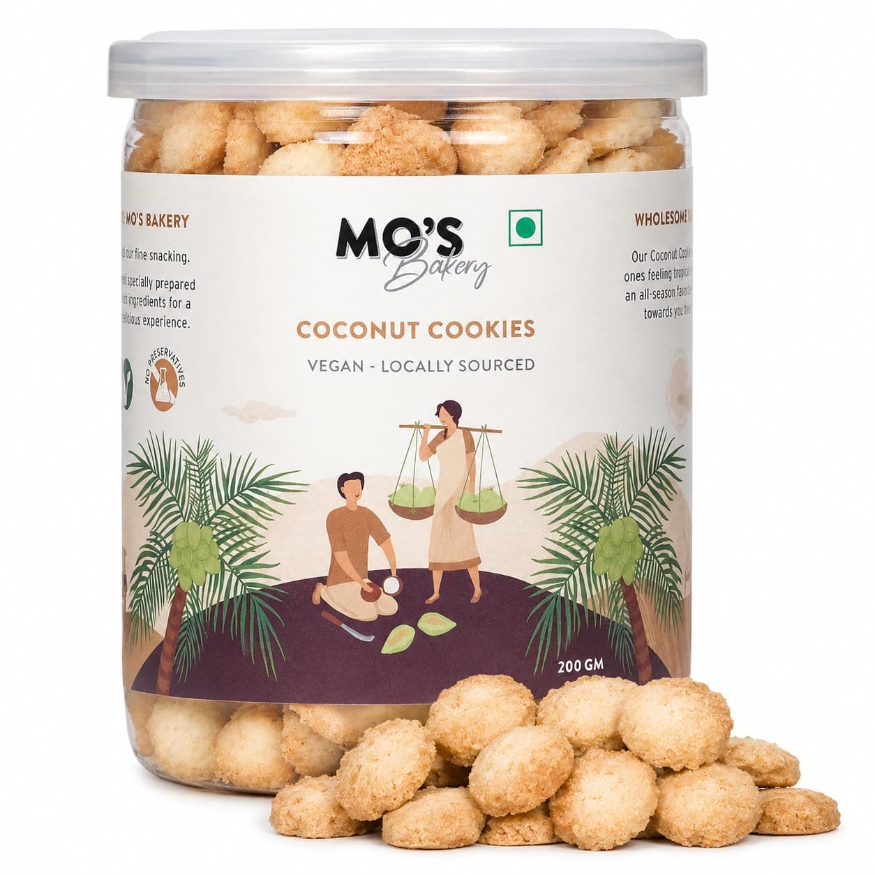 Mo's Coconut Cookies, 150 G | Organic & Vegan | Tasty and Nutritious cookies |100% Natural & Preservatives Free