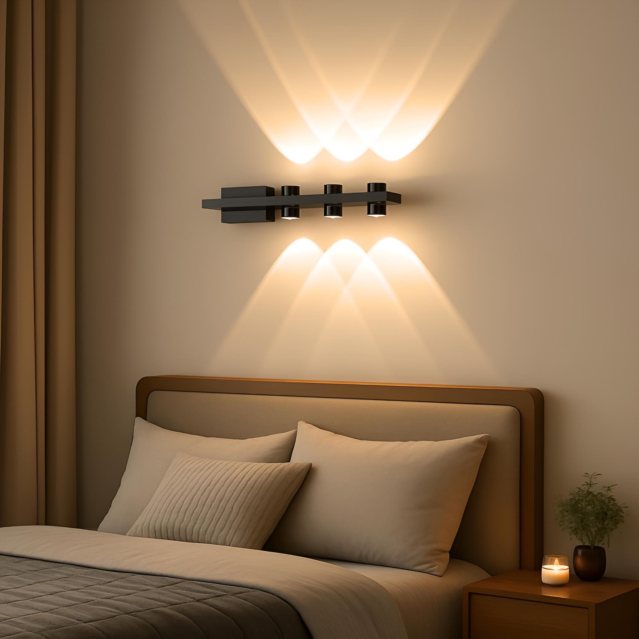 FILLISKA® LED Luxurious Indoor UP/Down Wall Light Warm White, Shockproof & Rustproof Alluminium Body (3 Up & 3 Down Luxurious Black)(2 Years Warranty)