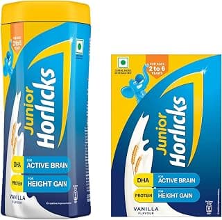 Junior Horlicks Vanilla 500gm Jar & Junior Horlicks Nutrition Drink 500G Vanilla, Powder,Nutrition For Toddlers & Young Kids (2-6 Years) For Supporting Growth